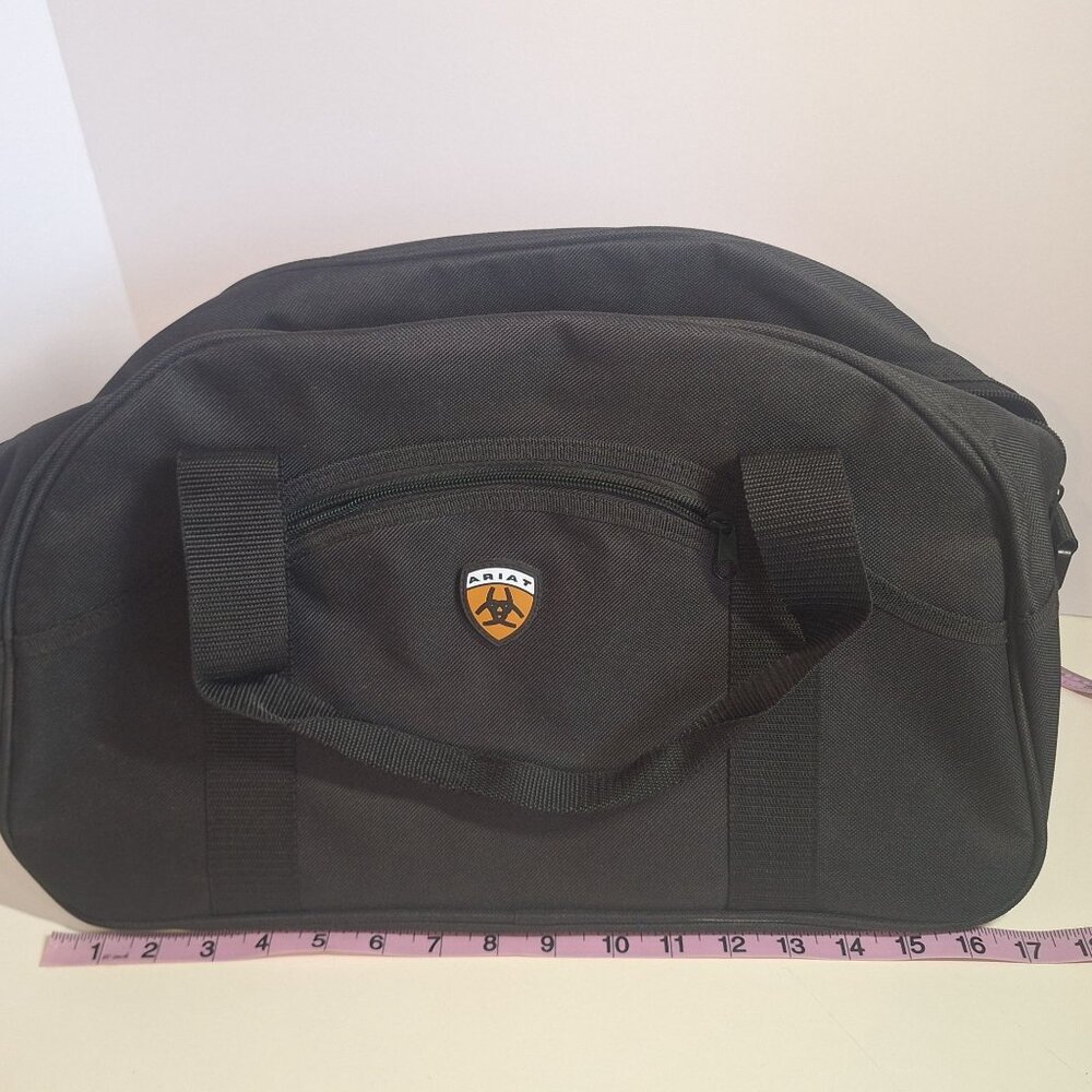 Ariat Black Polyester Duffle Bag With Zippered Pocket & Double Handles  16x10x6" - Picture 2 of 12